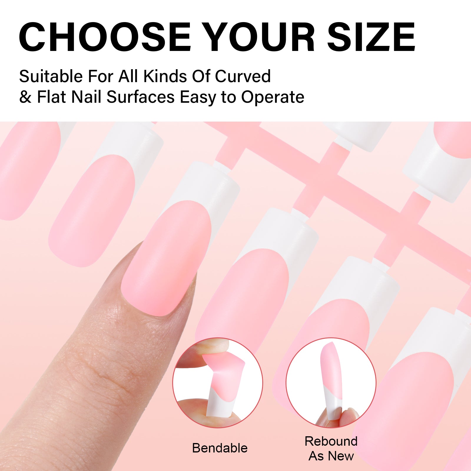 Medium Square French Tip Press on Nails 