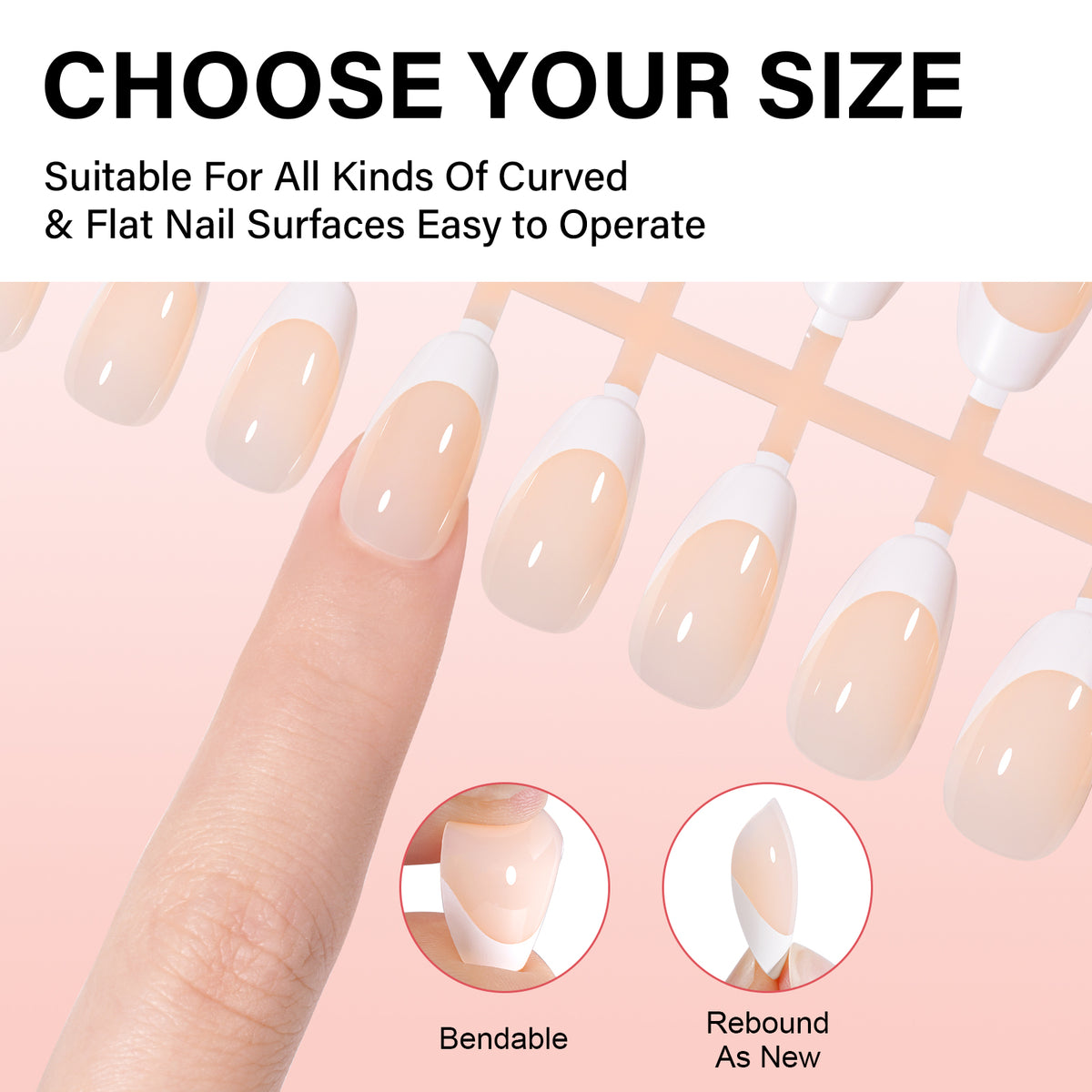 Short Oval French Tip Press on Nails 