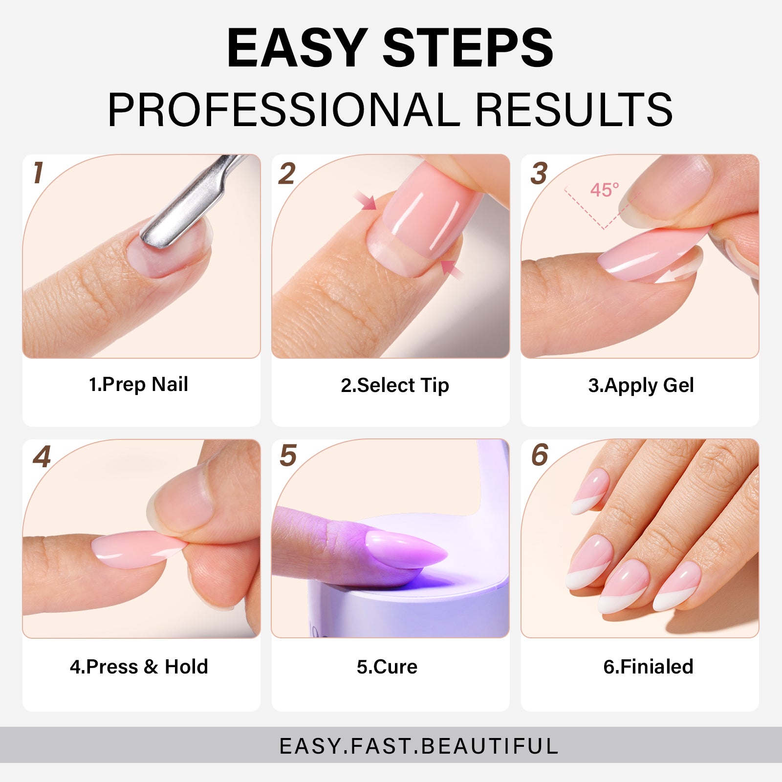 5 Natural Colors Press-on Nail set 