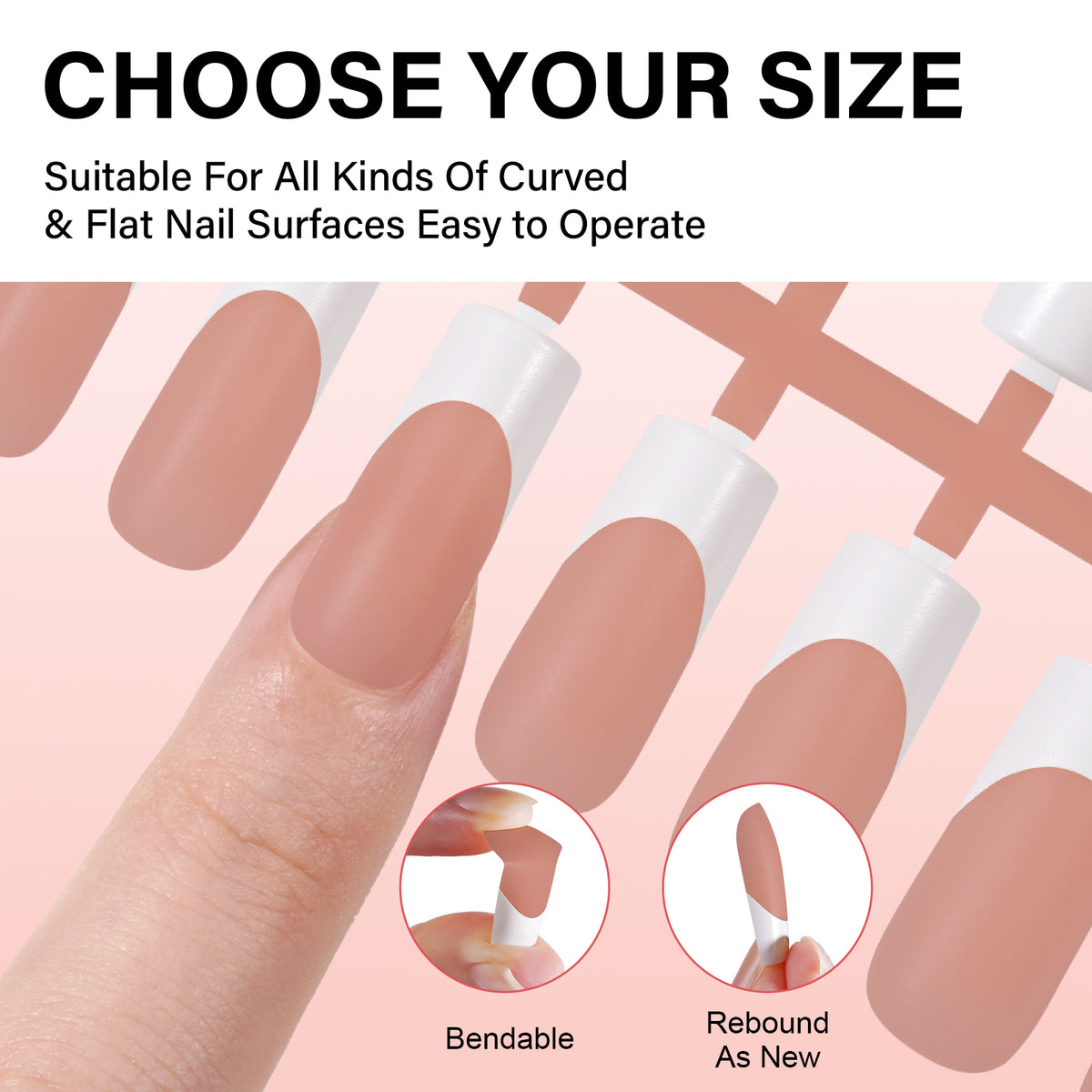 Medium Square French Tip Press on Nails 