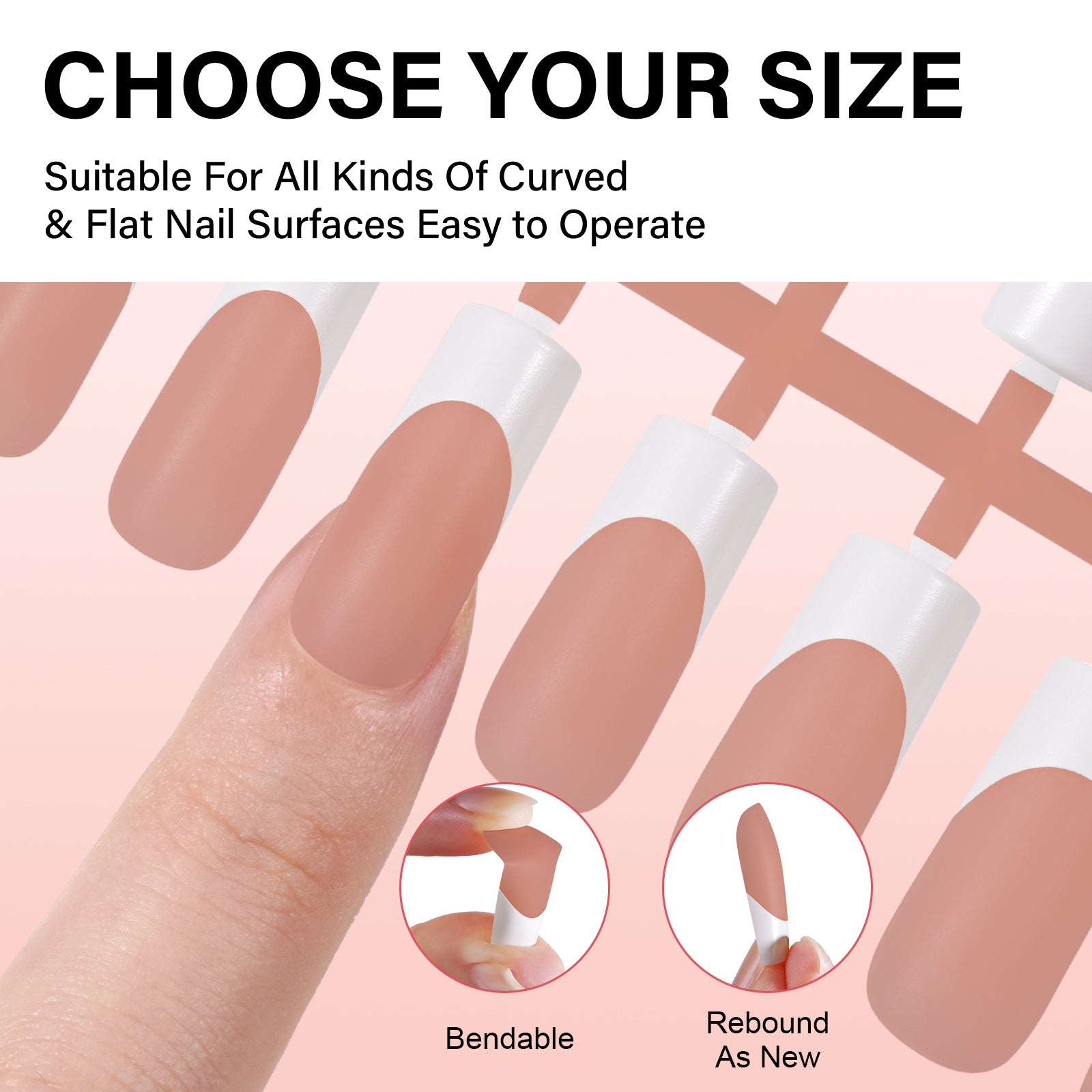Medium Square French Tip Press on Nails 
