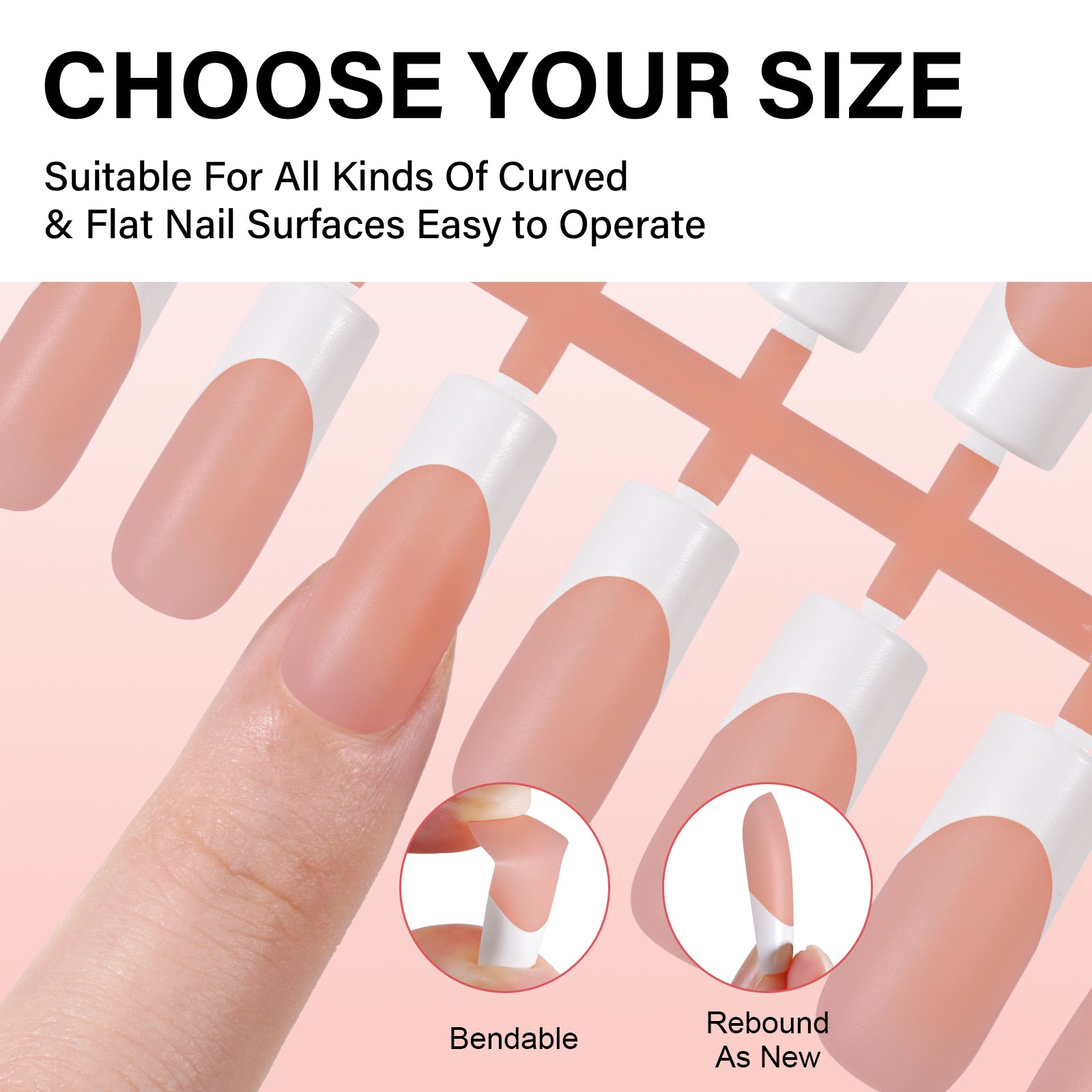 Medium Square French Tip Press on Nails 