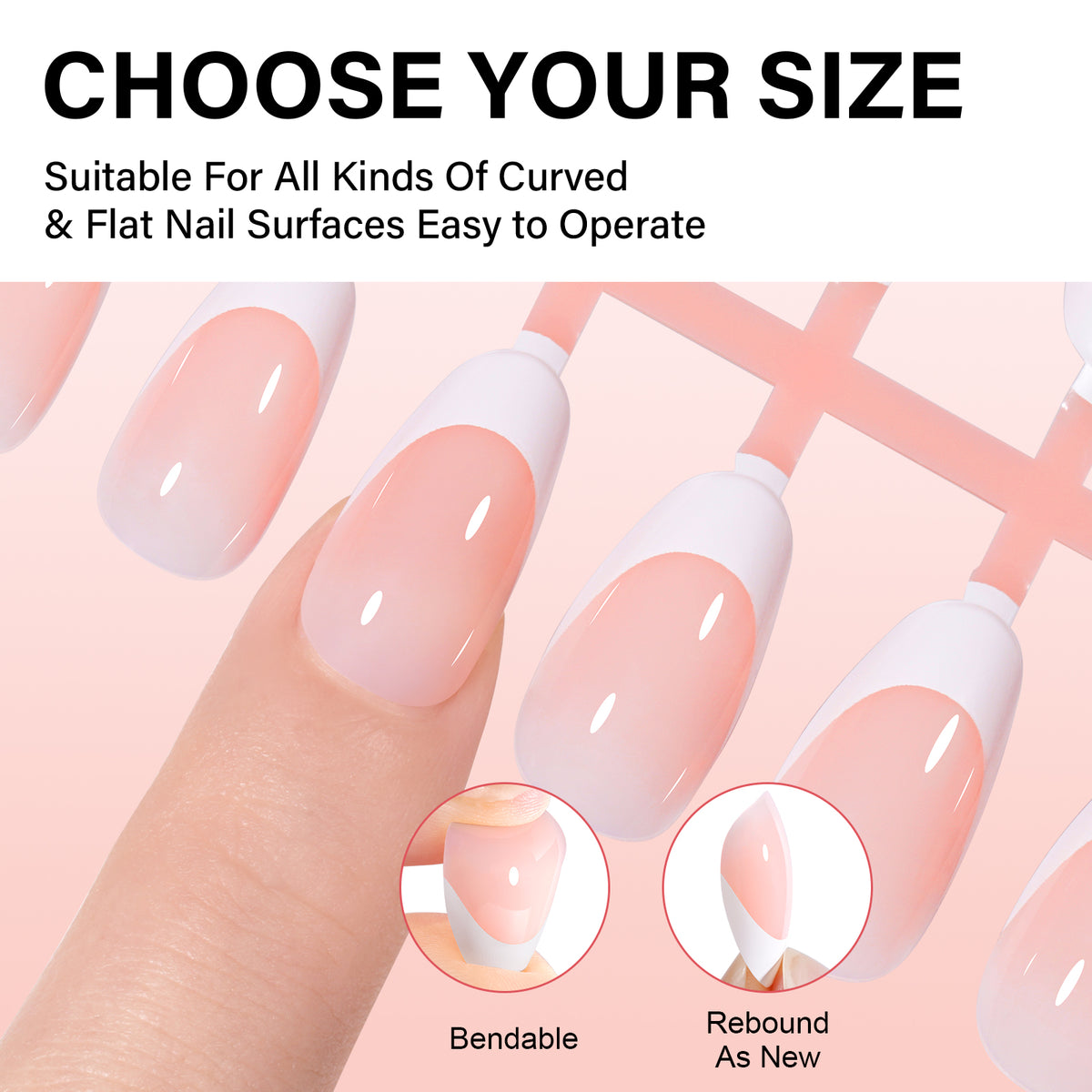 Short Oval French Tip Press on Nails 