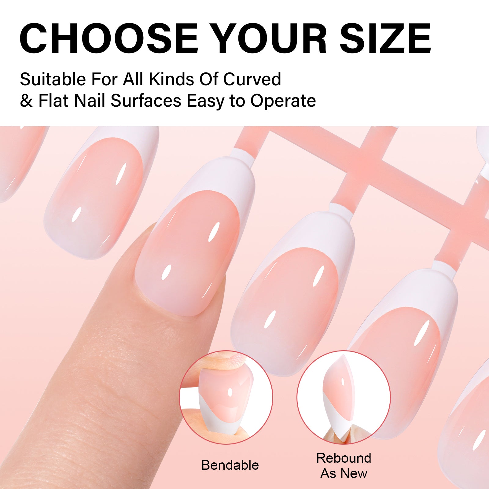Short Oval French Tip Press on Nails 