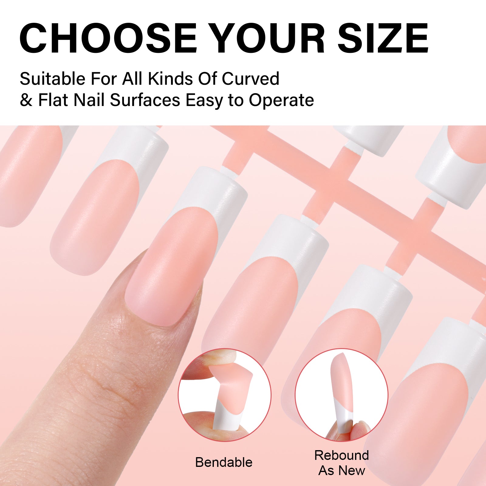 Medium Square French Tip Press on Nails 