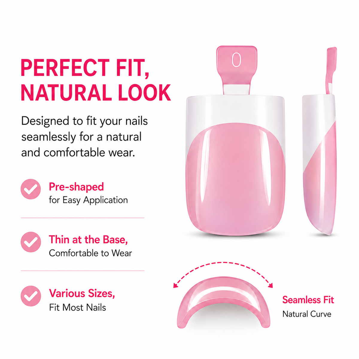 AILLSA Square Glossy French Tip Toe Nail Press on