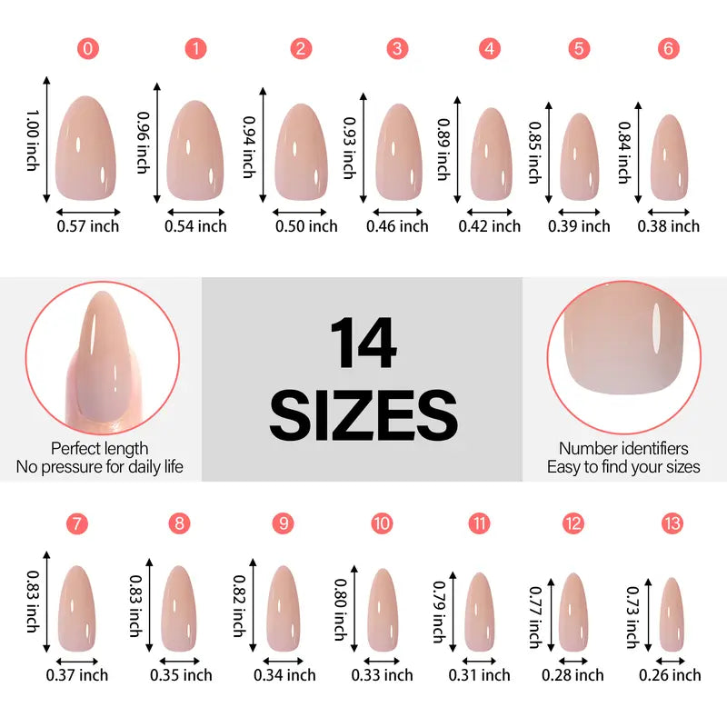 5 Natural Colors Press-on Nail set 