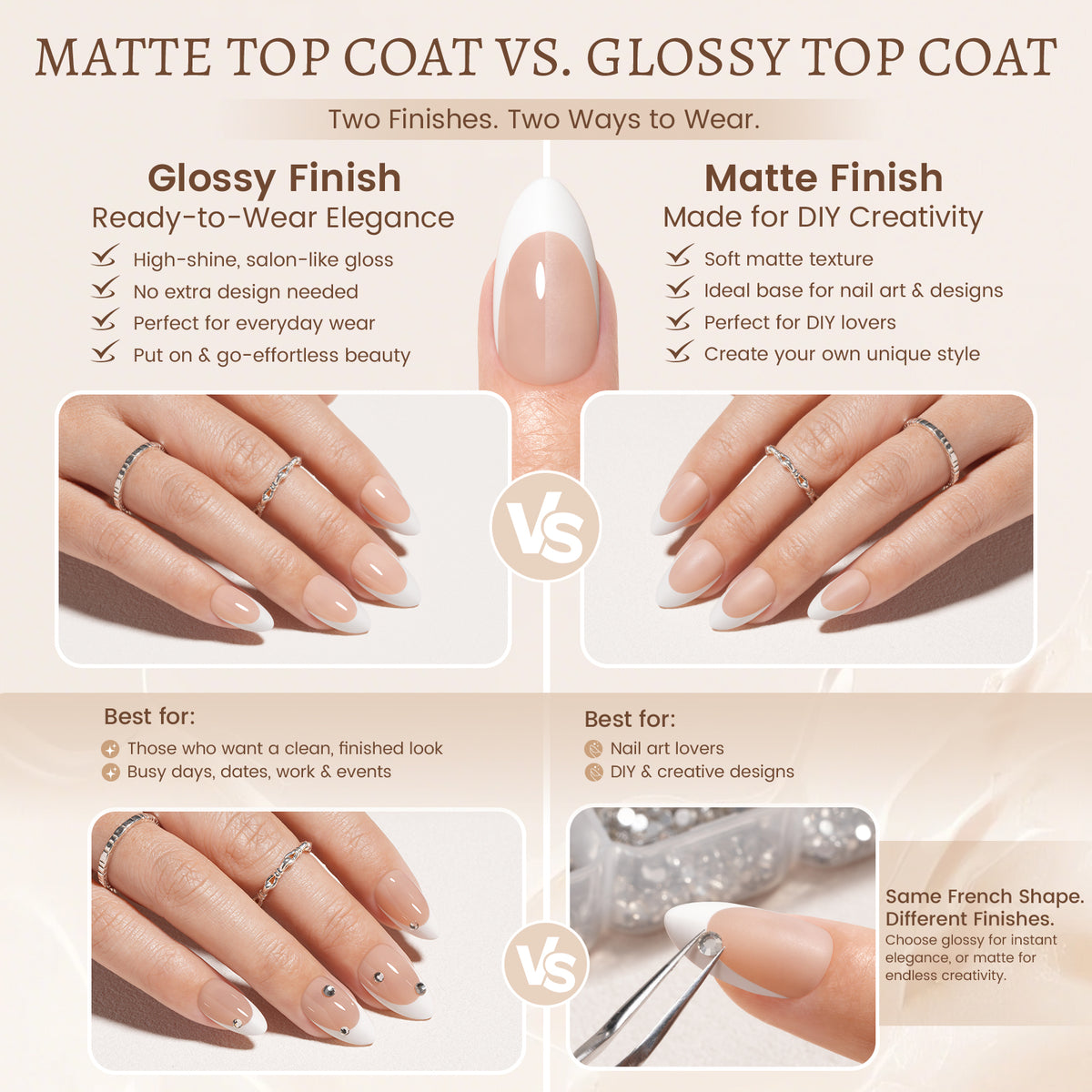 Nude Base French Tip Press On Nails 