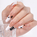 Long Coffin French Tip Press on Nails 