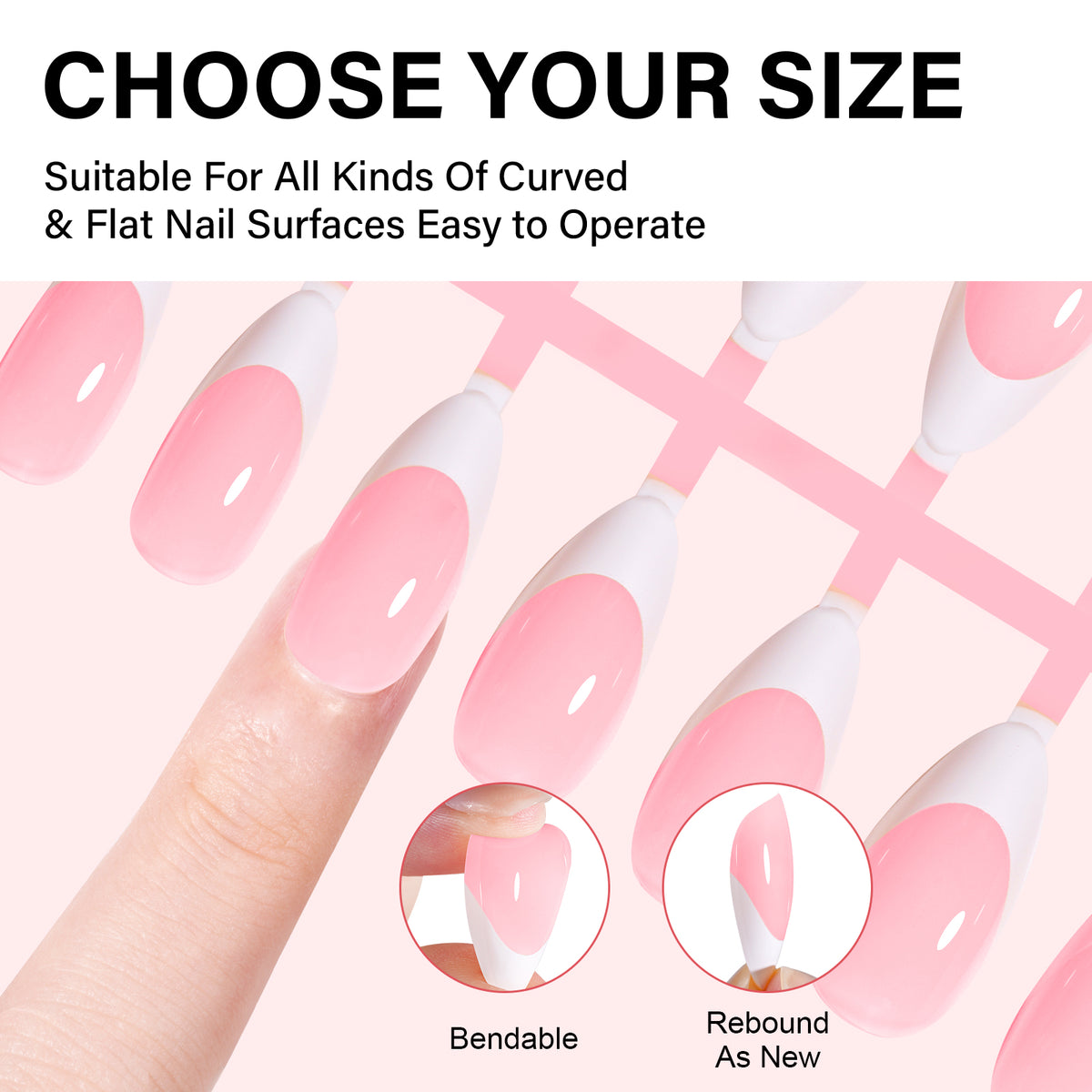 Almond French Tip Press on Nails 