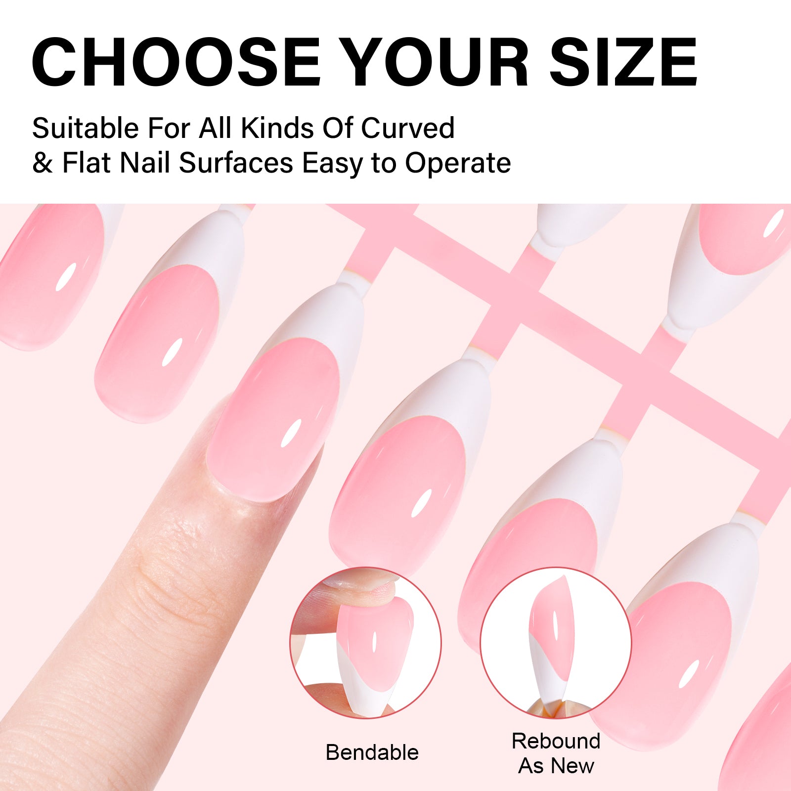 Almond French Tip Press on Nails 