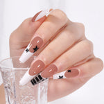 Long Coffin French Tip Press on Nails 