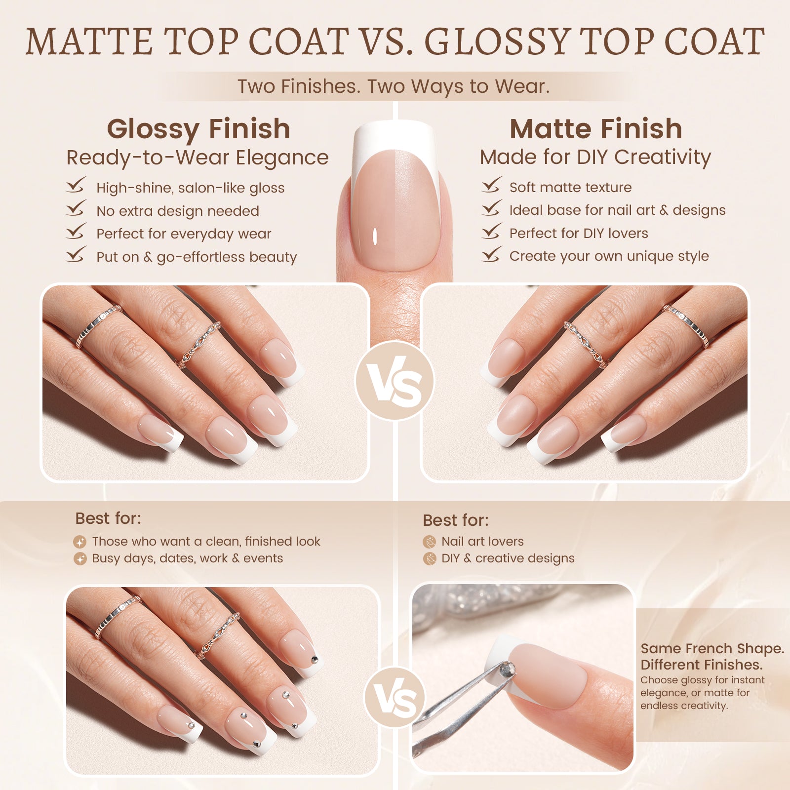Nude Base French Tip Press On Nails 
