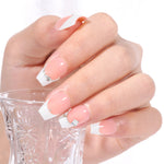 Extra Short Coffin French Tip Press on Nails 