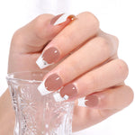 Extra Short Coffin French Tip Press on Nails 