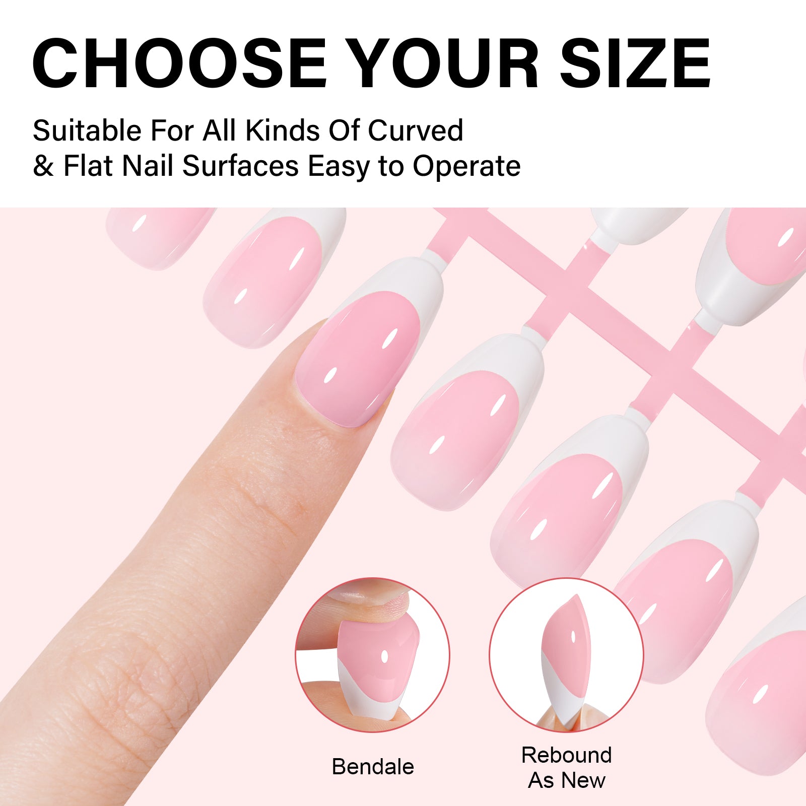 Short Oval French Tip Press on Nails 
