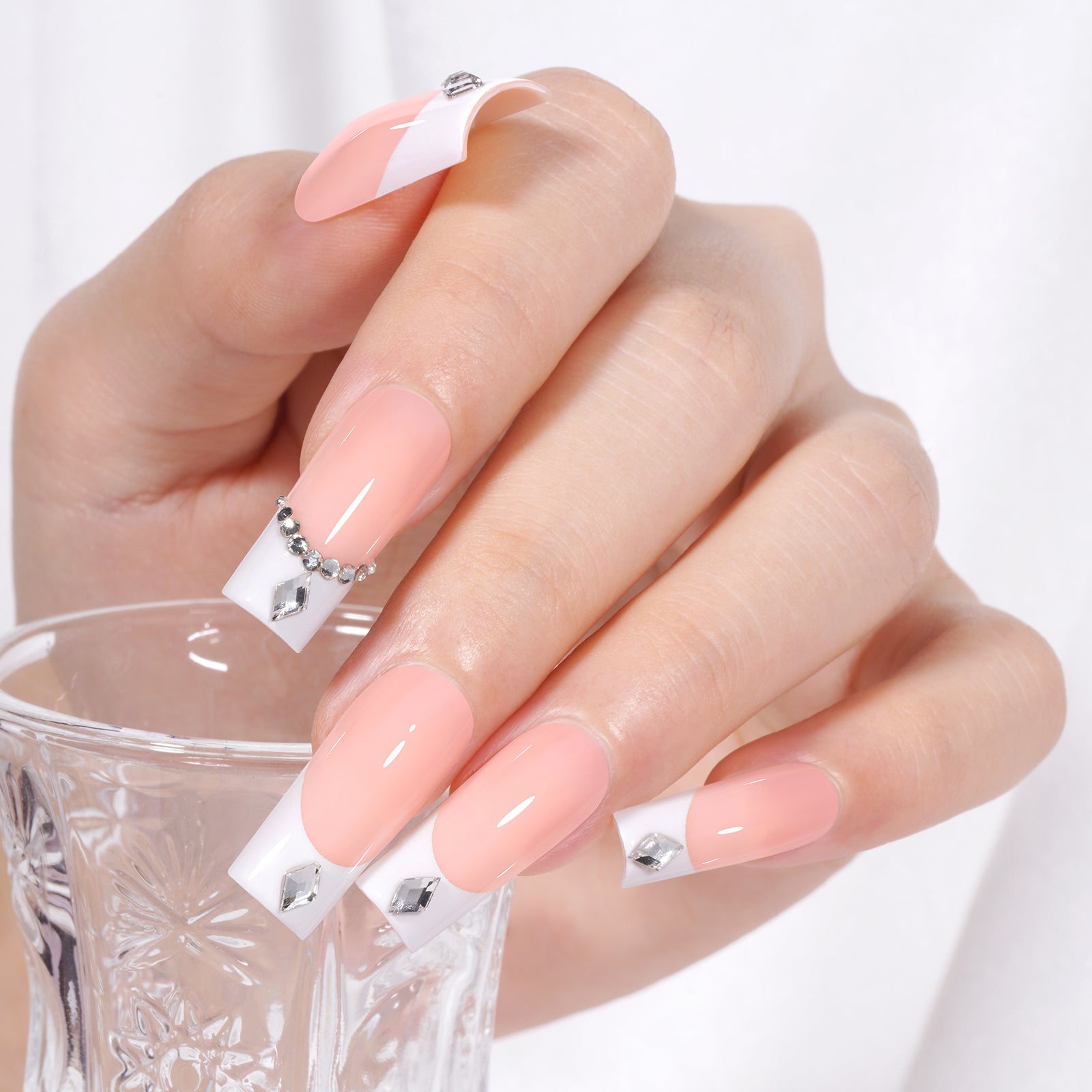 Medium Square French Tip Press on Nails 
