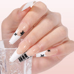 Long Coffin French Tip Press on Nails 