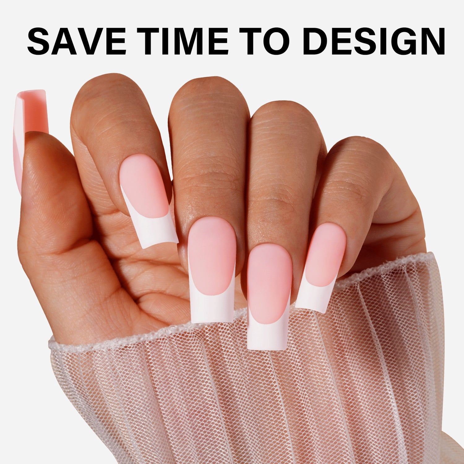AILLSA 5 Colors French Tip Press On Nails 150Pcs Set With Gel Glue 