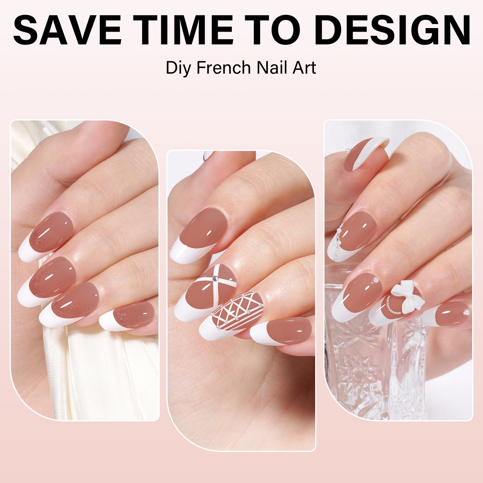 Short Oval French Tip Press on Nails 