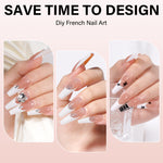 Long Coffin French Tip Press on Nails 