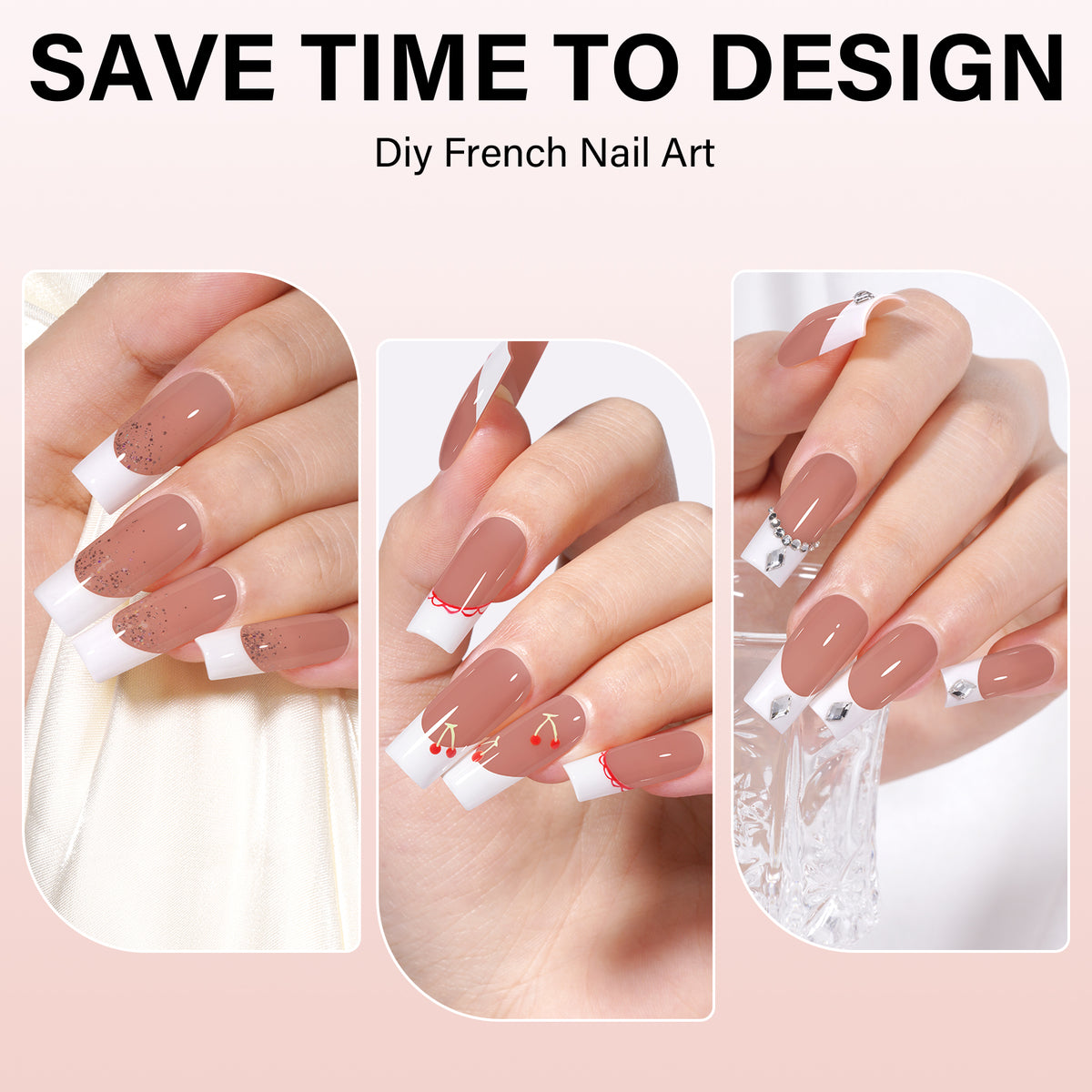Medium Square French Tip Press on Nails 