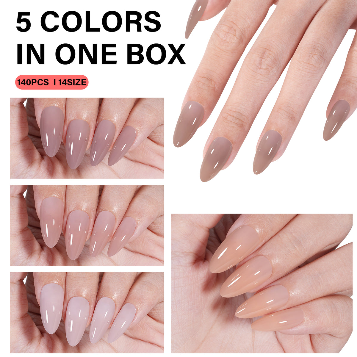 RealFit Nude Tone Mixed Color Press-On Nails 