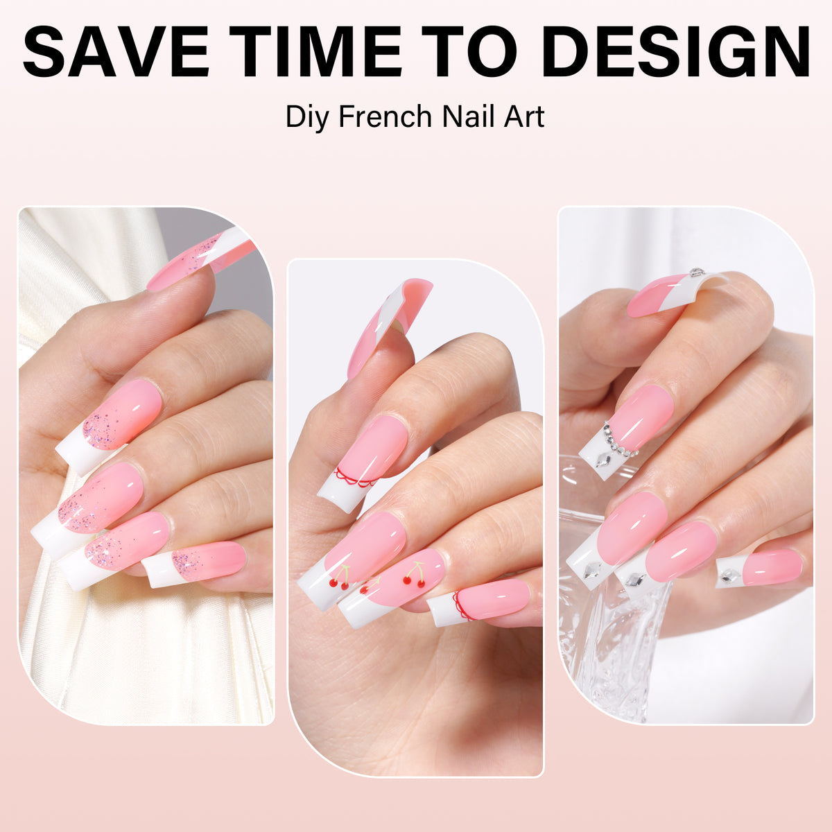 Medium Square French Tip Press on Nails 
