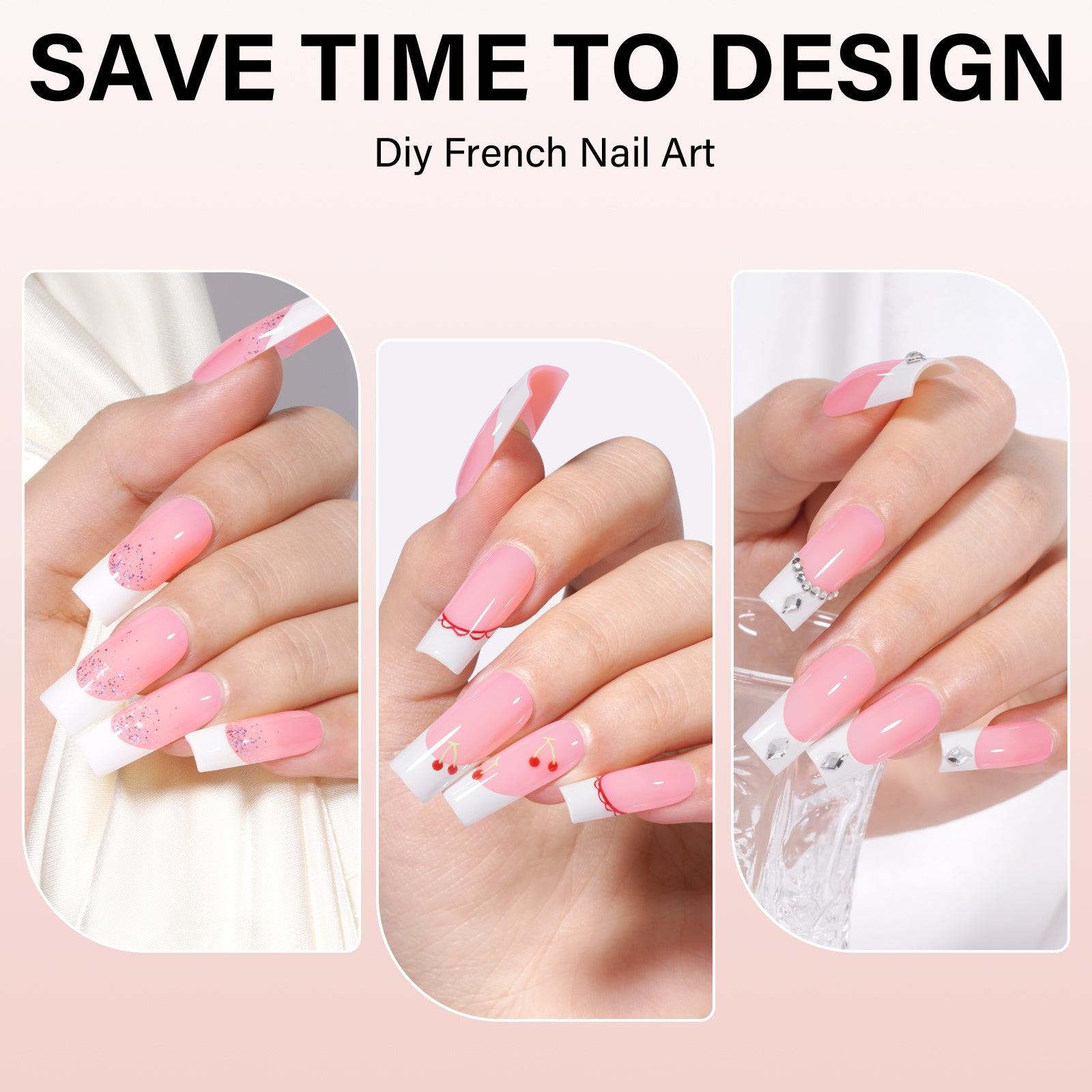 Medium Square French Tip Press on Nails 