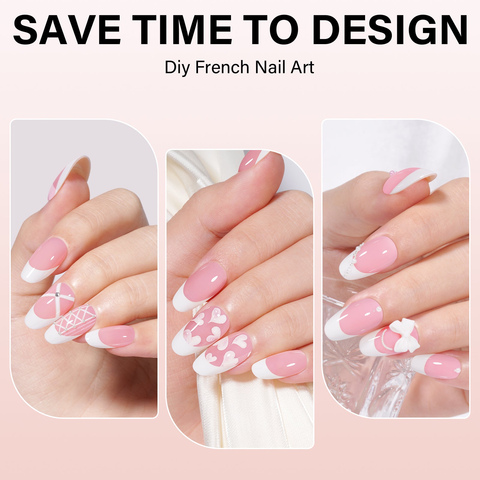 Short Oval French Tip Press on Nails 