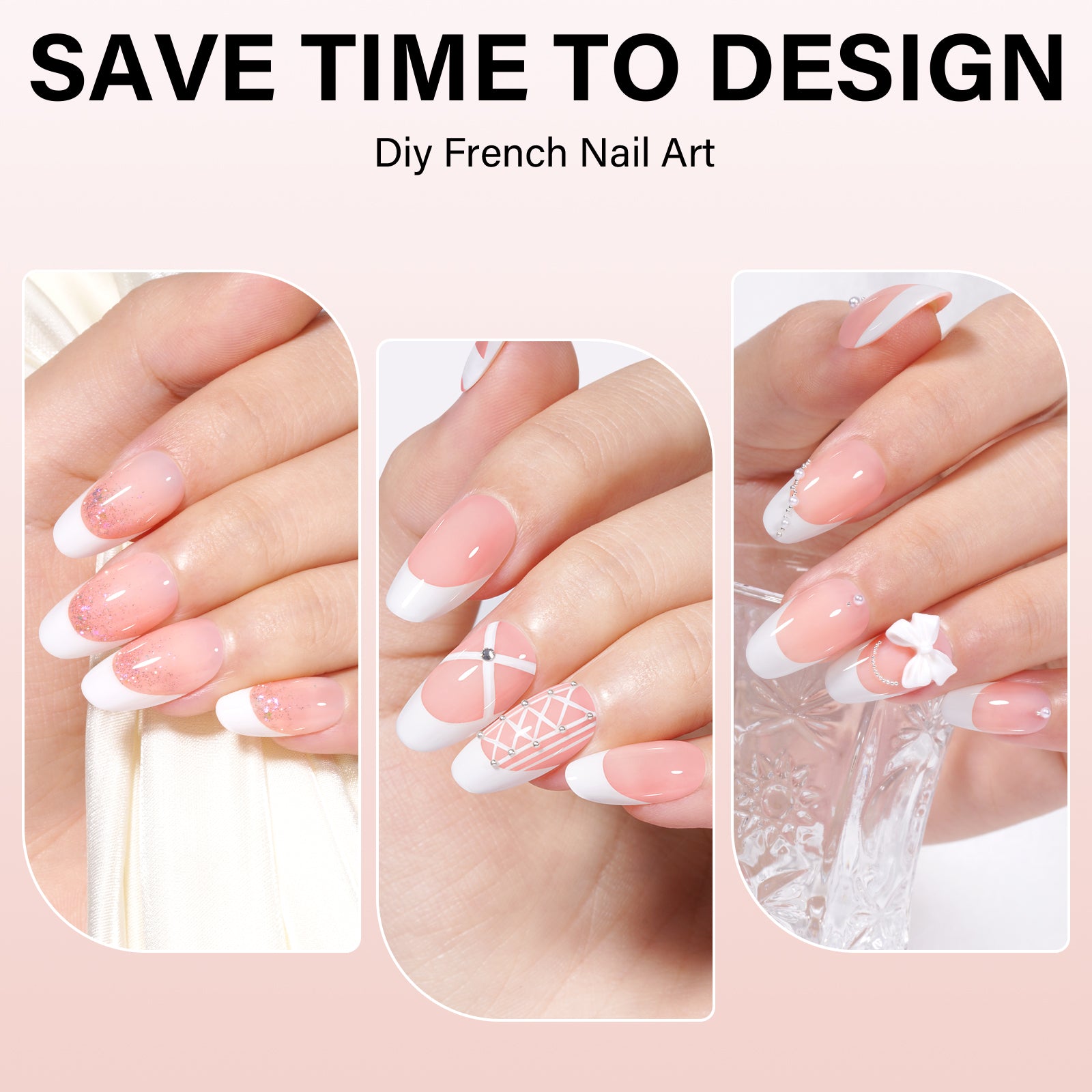Short Oval French Tip Press on Nails 