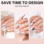 Long Coffin French Tip Press on Nails 