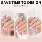 Extra Short Coffin French Tip Press on Nails 