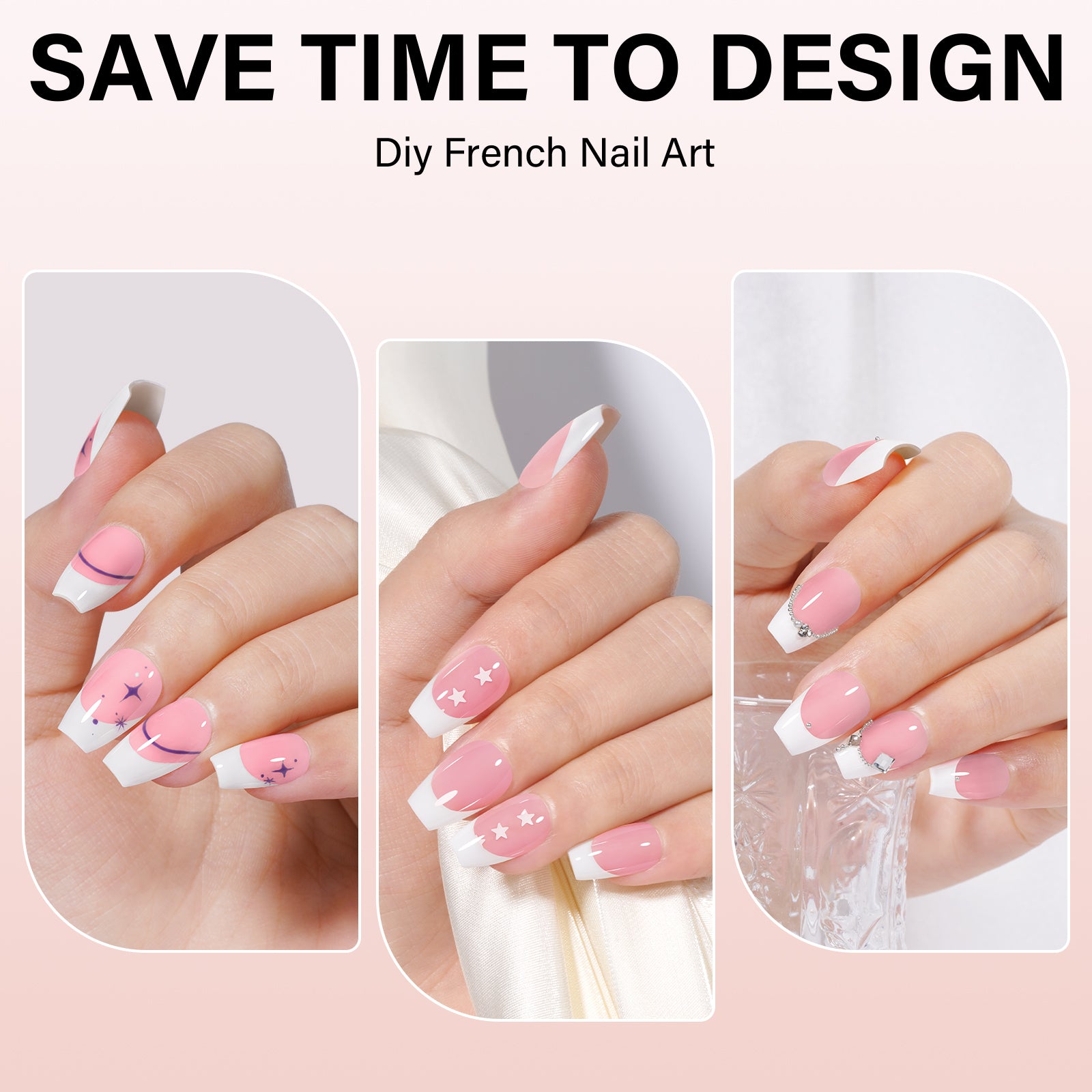 Extra Short Coffin French Tip Press on Nails 