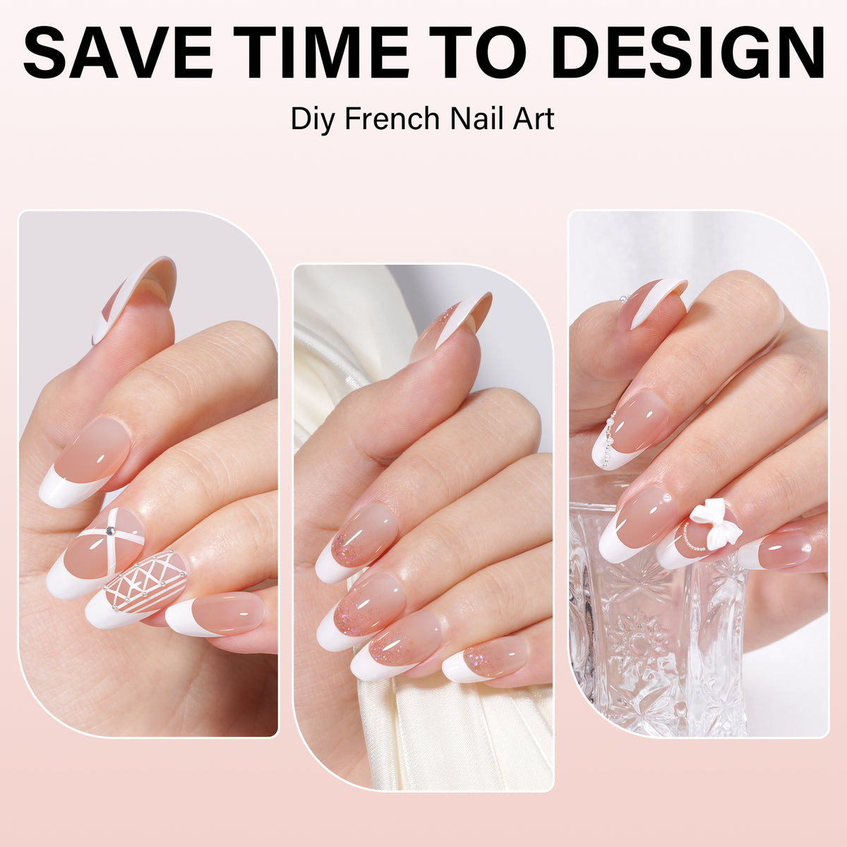 Short Oval French Tip Press on Nails 