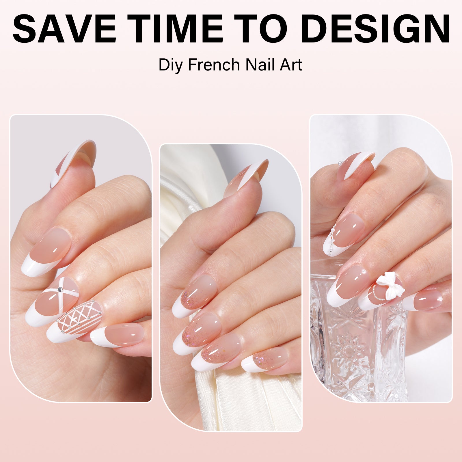 Short Oval French Tip Press on Nails 
