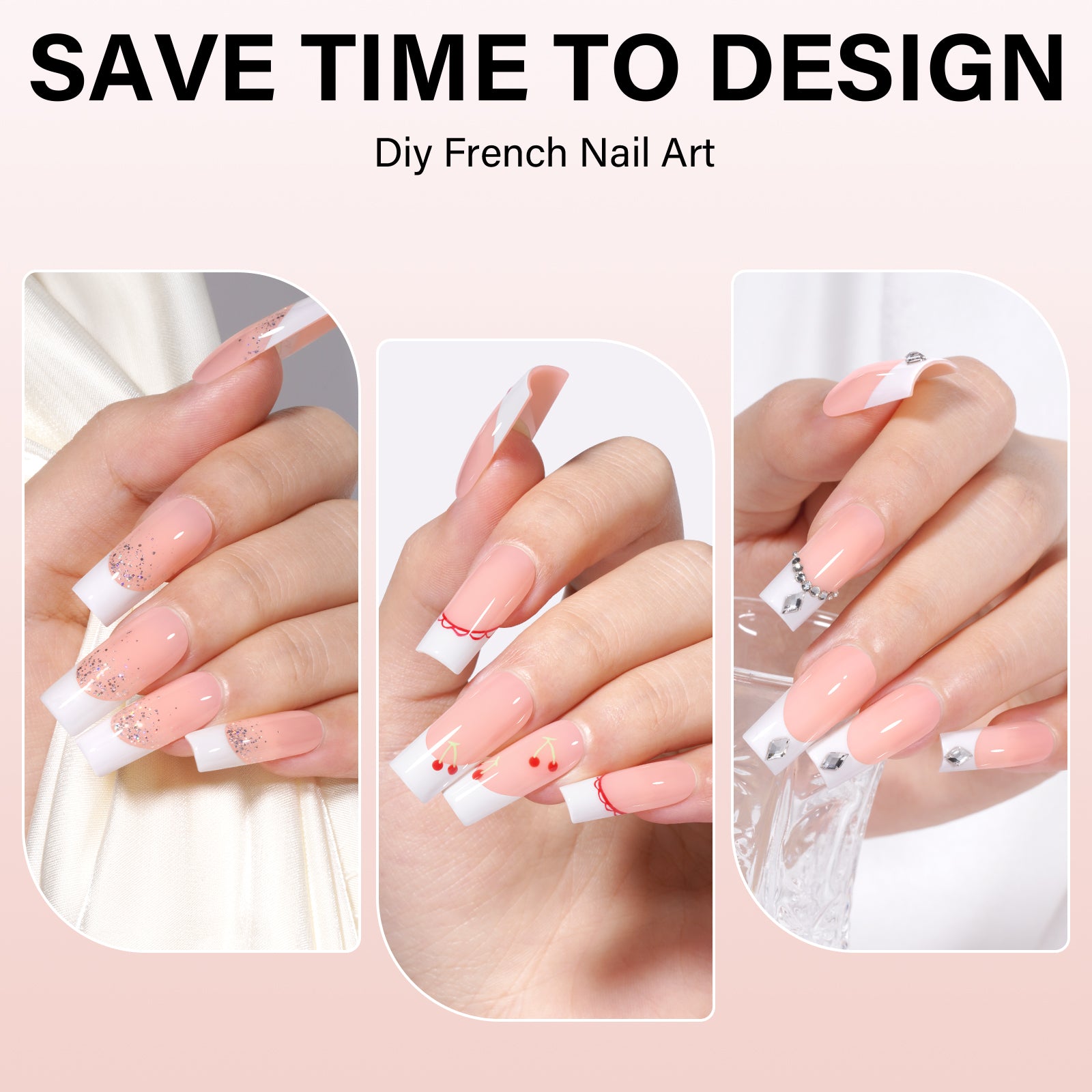 Medium Square French Tip Press on Nails 