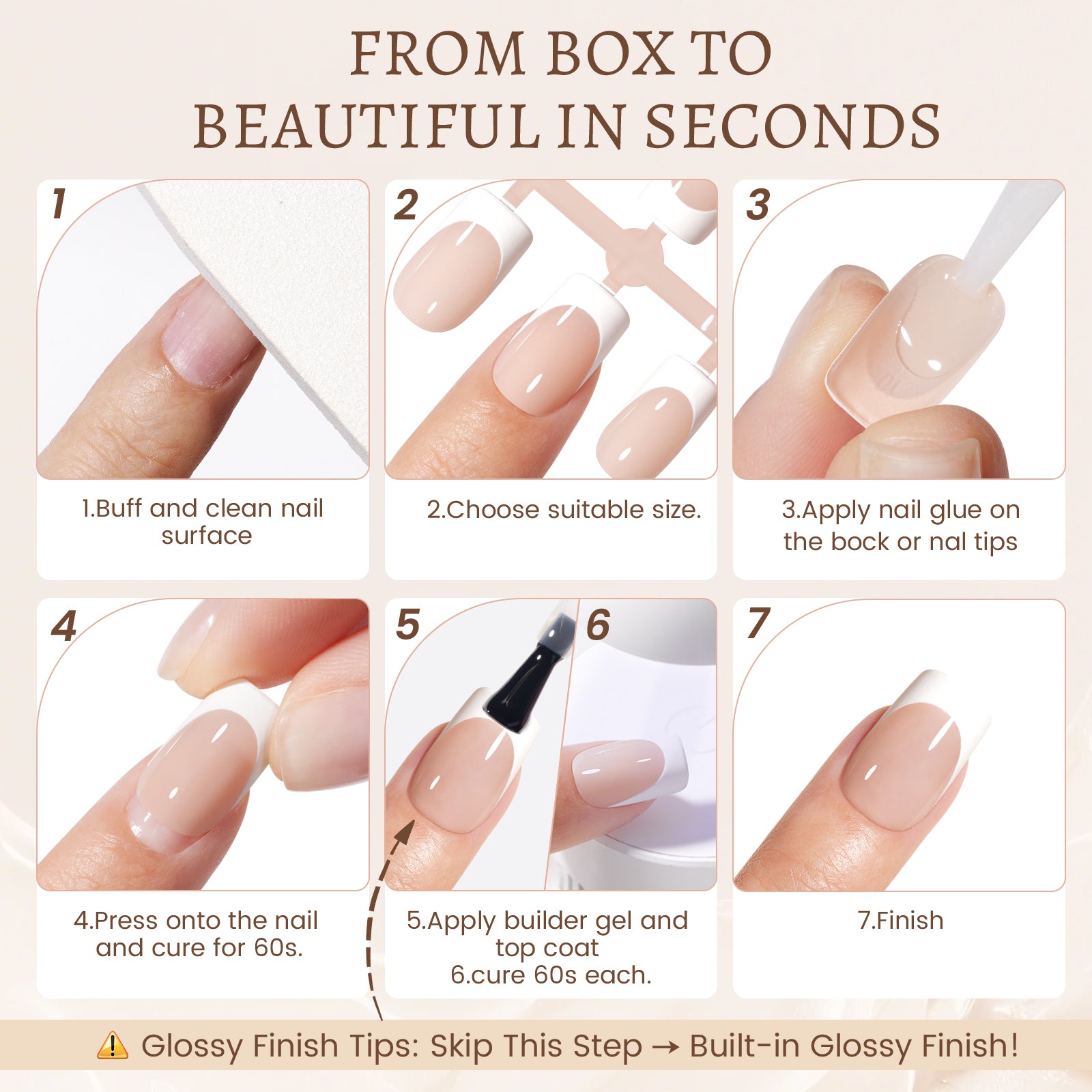 Nude Base French Tip Press On Nails 