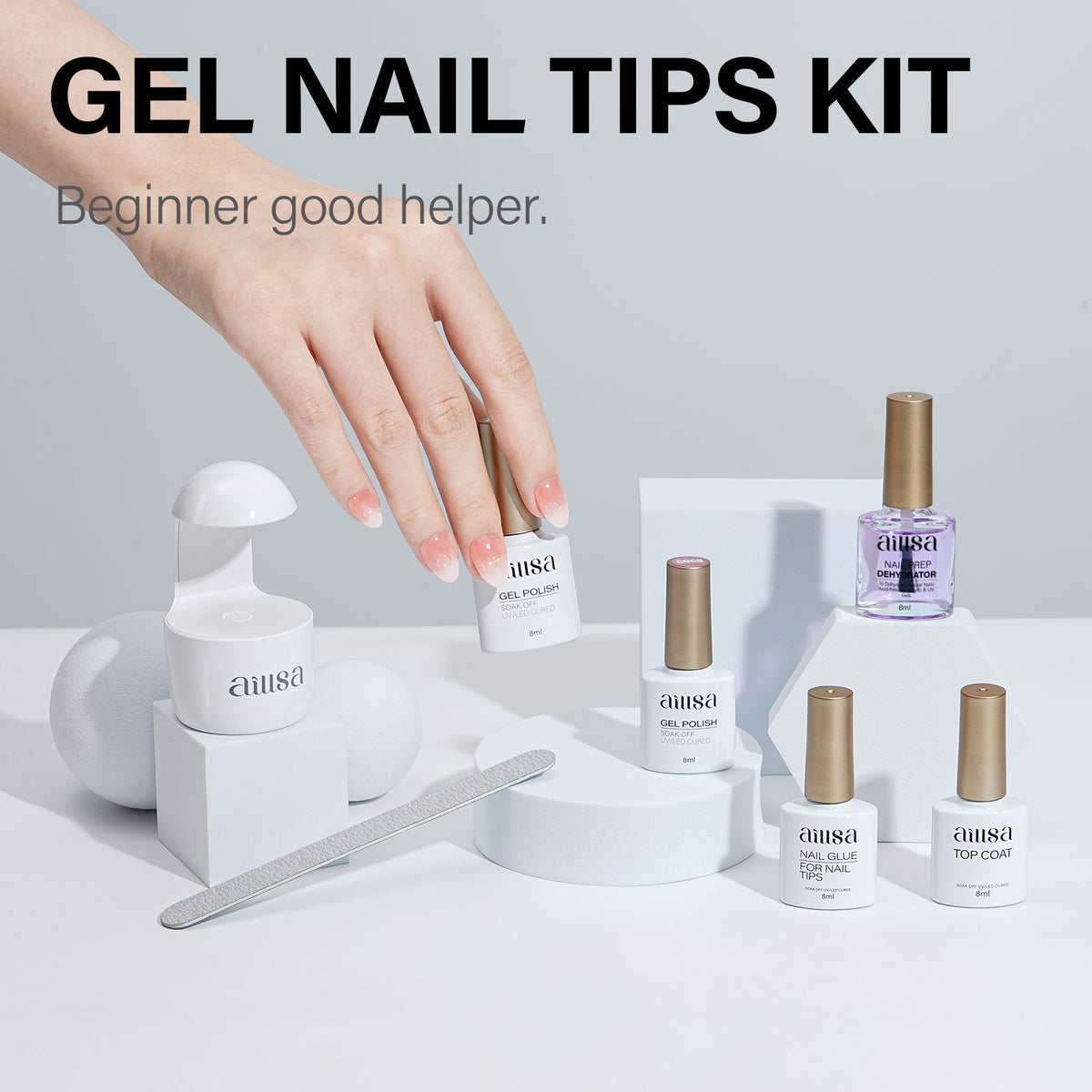 AILLSA Gel Nail Kit 240pcs Matte Nail Tips with 2 In 1 Nail Glue Polish Nail kit  