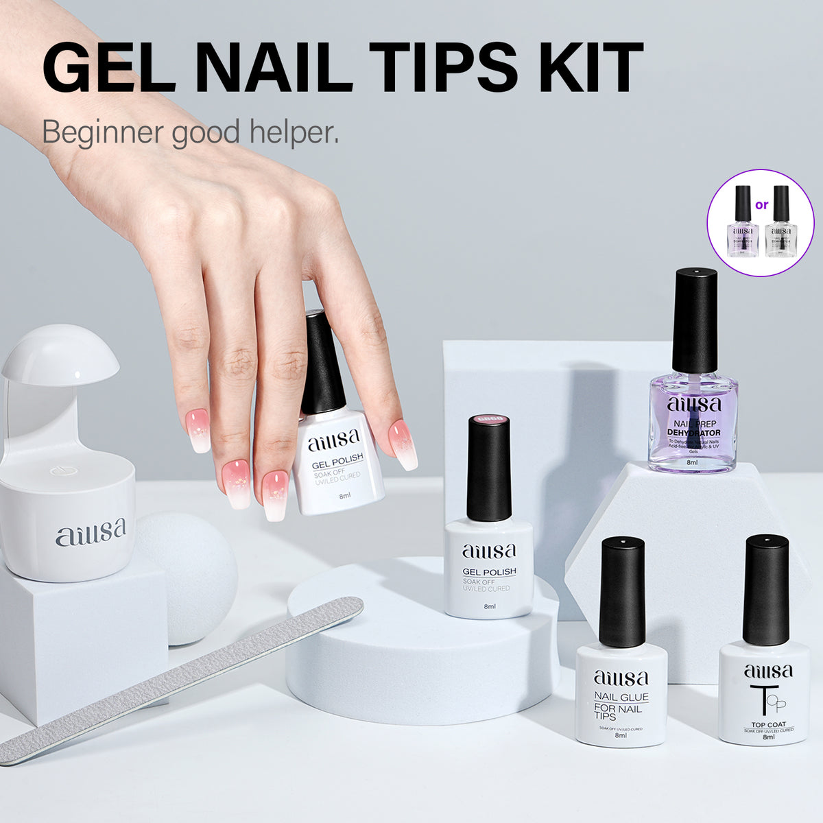 AILLSA Gel Nail Kit 240pcs Matte Nail Tips with 2 In 1 Nail Glue Polish Nail kit  