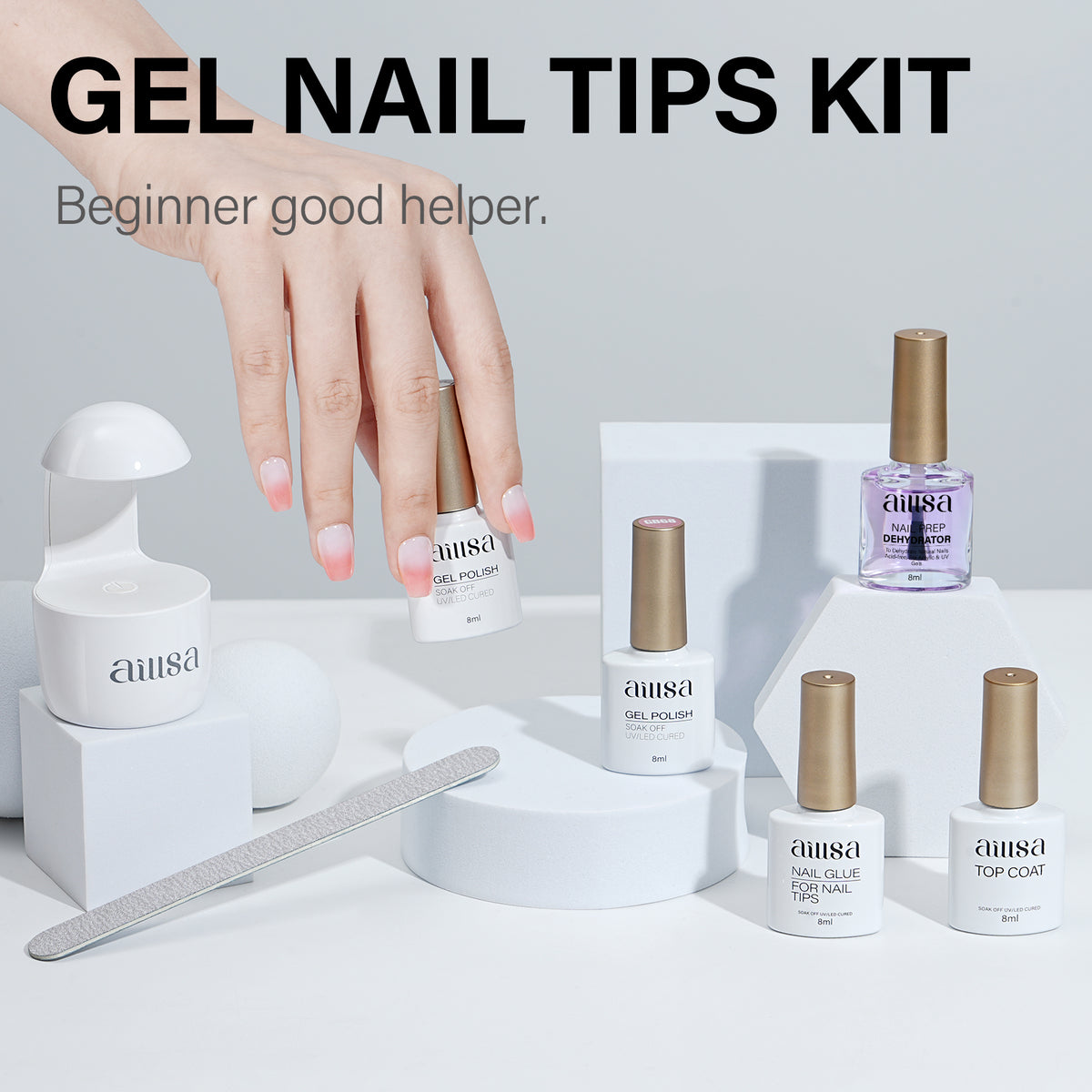 AILLSA Gel Nail Kit 240pcs Matte Nail Tips with 2 In 1 Nail Glue Polish Nail kit  
