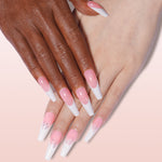 Long Coffin French Tip Press on Nails 