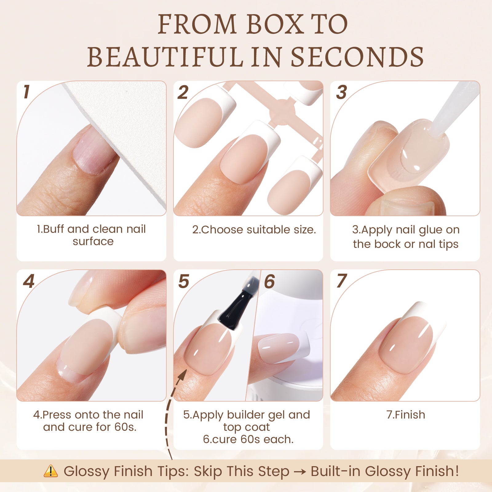 Nude Base French Tip Press On Nails 