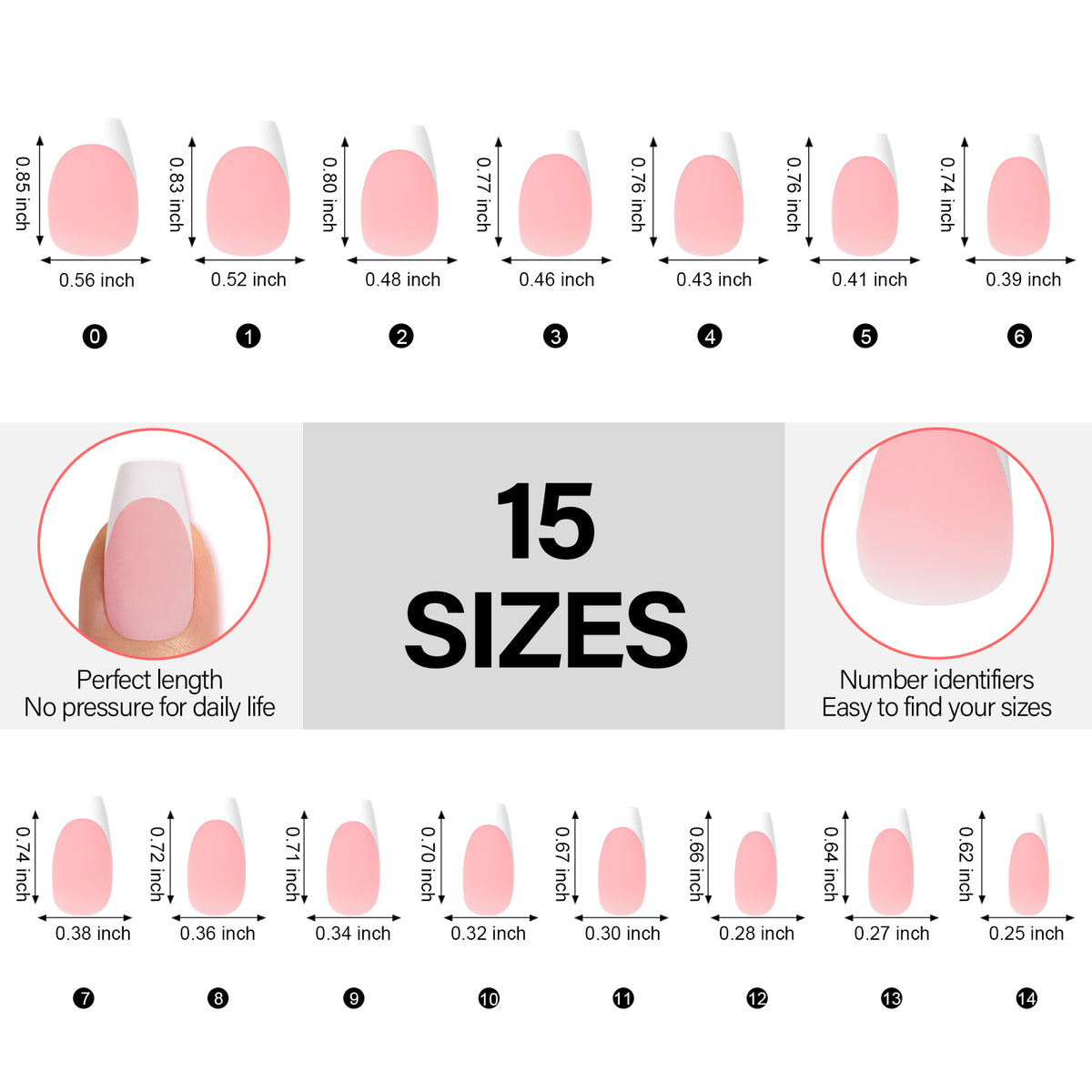 French Gel Nail Tips 5 Colors 