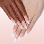 Long Coffin French Tip Press on Nails 
