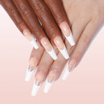 Long Coffin French Tip Press on Nails 