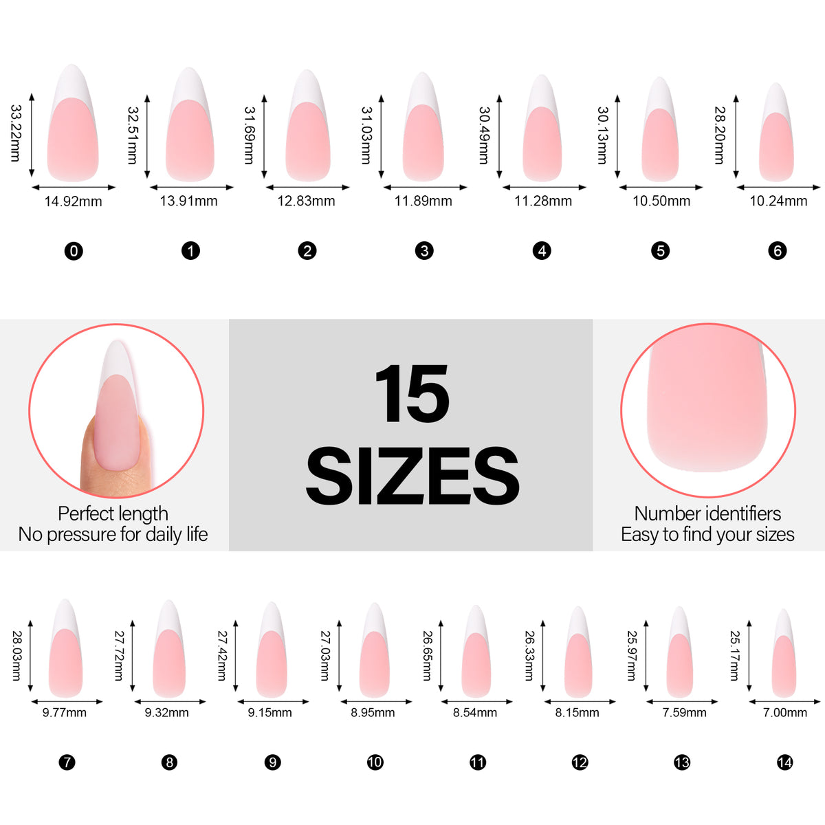 French Gel Nail Tips 5 Colors 