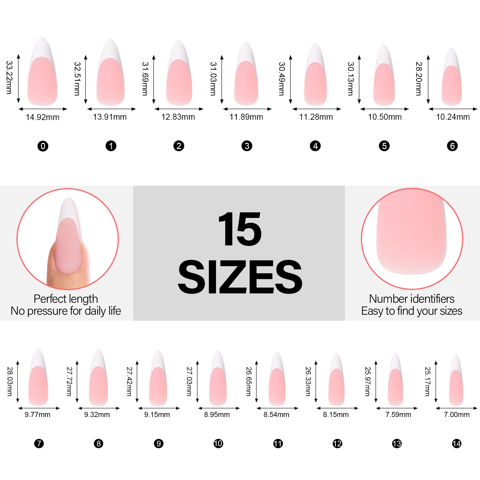 French Gel Nail Tips 5 Colors 