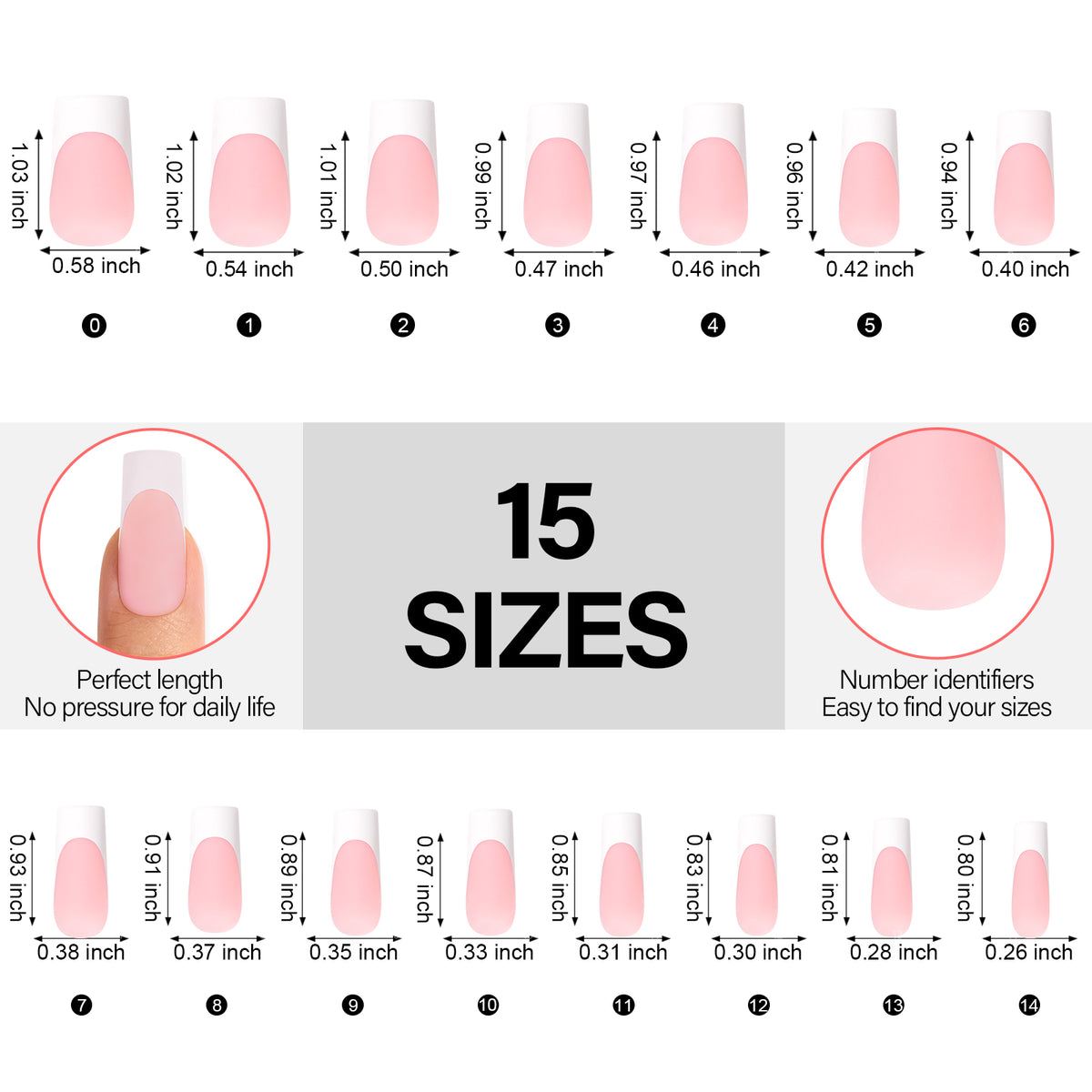 French Gel Nail Tips 5 Colors 