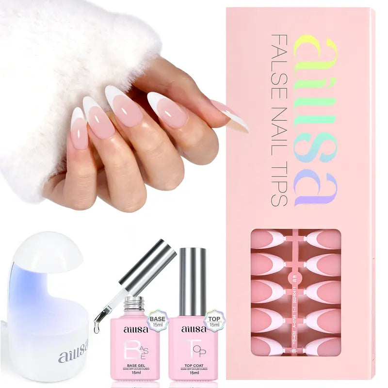 AILLSA French Tip Nails Set | 180Pcs 15 Sizes  